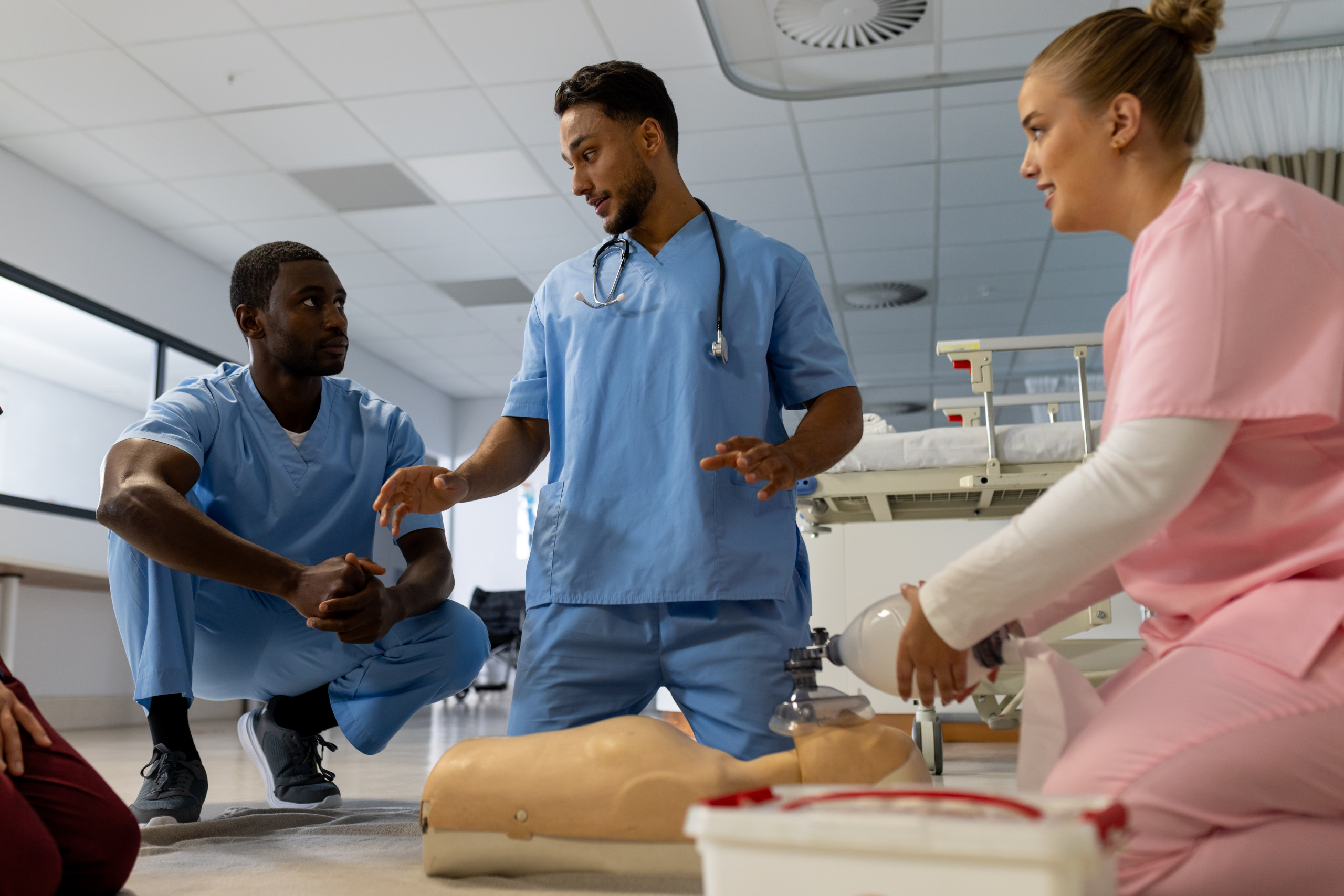 Two nurses receive training in CPR to remain compliant within their respective roles: YouRecruit compliance administration 